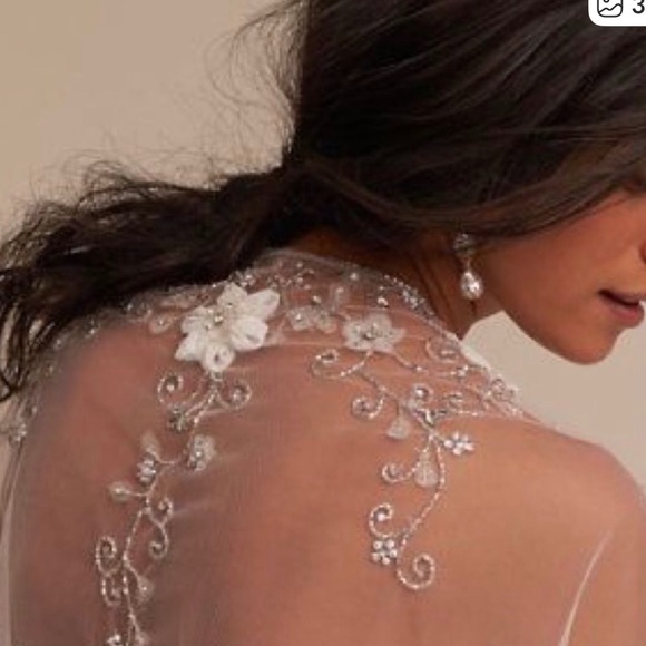 BHLDN Floral Embroidered Sheer Cape - Picture 2 of 7